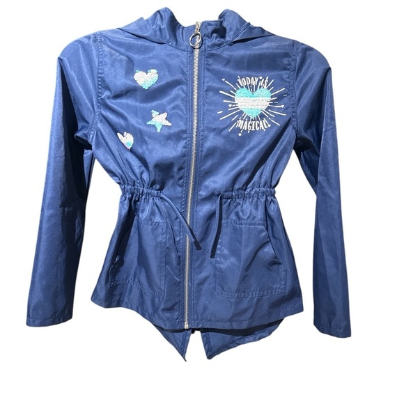 Belle Du Jour Other - 3/$20 Belle du Jour Girls Navy Blue Hooded Jacket Sequin Accents Size M